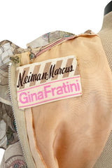 Phenomenal 1960s Gina Fratini Printed Tiered Baby Doll Maxi Dress w Poufed Cap Sleeves & Feather Details