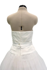 1993 Dolce & Gabbana Three Piece White Silk & Tulle Wedding Dress Overskirt & Veil Full Set