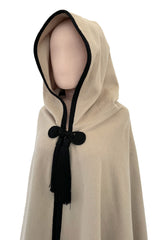 Well Documented Fall 1976 Yves Saint Laurent Hooded Cape w Braided Edges & Tassel Details