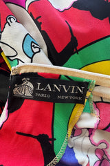 Incredible 1970s Lanvin by Jules-Francois Crahay Clown Print Wide Leg Jersey Jumpsuit