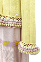 Dreamy Cruise 2004 Chanel by Karl Lagerfeld Pale Pink Knit Dress & Pastel Cardigan Set