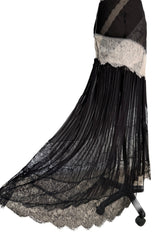 Ethereal Spring 2011 Nina Ricci by Peter Copping Black Silk Chiffon & Ivory Lace Plunge Dress