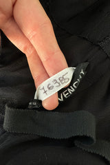 Incredible 1980s Hubert de Givenchy Haute Couture Strapless Blue Matte Silk Dress w Velvet Bow Detailing