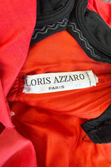 Prettiest 1970s Loris Azzaro Red Silk Gazaar One Shoulder Dress w Ruffled Detailing & Side Bow