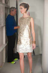 Gorgeous Resort 2013 Oscar de la Renta Runway Look 13 Gold Silver & Ivory Sequin Dress