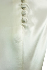 Beautiful 1930s Ivory Silky Rayon Wedding Gown w Train, Puffed Cap Sleeves & Romantic Rosette Detailing