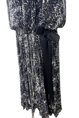 Gorgeous Spring 2012 Chanel by Karl Lagerfeld Hand Crochet Knit & Silk Chiffon Blue Dress w Scarf