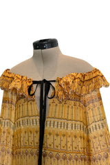 Prettiest Fall 1977 Christian Dior by Marc Bohan Runway On or Off Shoulder Ruffle Dress w Balloon Sleeves