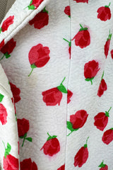 Prettiest 1980s Oscar de la Renta Tiny Spring Rose Print Skirt & Short Sleeve Jacket Suit Set