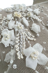 Vintage Valentino White Silk Wedding Dress w Elaborate Trains, Pleating & Extensive Beading Detail