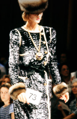 Important Fall 1983 Chanel by Karl Lagerfeld Haute Couture Runway Look 73 Metallic Panne Velvet Dress