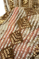 Spectacular Spring 2020 Valentino by Pierpaolo Piccioli Gold Sequin on Net Dress w Plunging Back