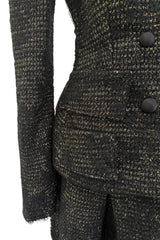 Extraordinary Rare Fall 2016 Dolce & Gabbana Alta Moda Couture Gold Tweed & Lace Covered Jacket & Skirt Suit Set