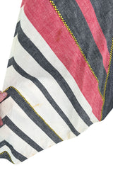 Fabulous 1960s Josefa Hand Muted Charcoal & Coral Cotton Caftan w Hand Embroidered Details