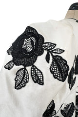 Spectacular Spring 1992 Yves Saint Laurent Haute Couture Look 47 Runway Dot & Embroidered Floral Pouf Dress