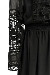 Intricate Cut Outs Fall 1993 Chloe by Karl Lagerfeld Runway Wide Legged Jumpsuit w Dress Overlay