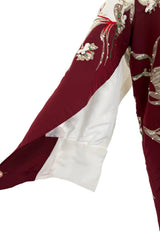 Extraordinary Spring 2022 Valentino by Pierpaolo Piccioli Look 78 Burgundy & White Embroidered Robe Dress