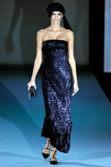 Outstanding Spring 2011 Giorgio Armani Runway Look 60 & Ad Campaign Strapless Blue Sequin Dress