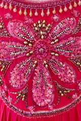 1960s Helen Rose Pink Silk Chiffon Dress w Elabroately Beaded & Sequins Bodice