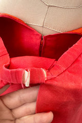Prettiest 1970s Loris Azzaro Red Silk Gazaar One Shoulder Dress w Ruffled Detailing & Side Bow