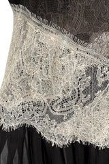 Ethereal Spring 2011 Nina Ricci by Peter Copping Black Silk Chiffon & Ivory Lace Plunge Dress