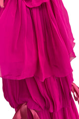 Prettiest circa Spring 1978 Christian Dior by Marc Bohan Pink Silk Chiffon Dress w Ribbon Detailing