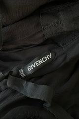 Incredible 1980s Hubert de Givenchy Haute Couture Strapless Blue Matte Silk Dress w Velvet Bow Detailing