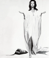 Incredible 1974 Yuki by Gnyuki Torimaru for Rembrandt Ivory Jersey Front Plunge Caftan Dress