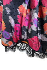 Stunning c 1990 Geoffrey Beene Strapless Sequin Bodice & Floral Silk Taffeta Dress w Shawl