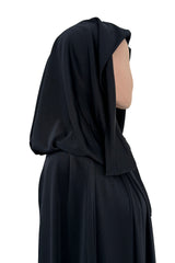 Dramatic Fall 1971 Loris Azzaro Black Jersey Full Length Cape w Hood