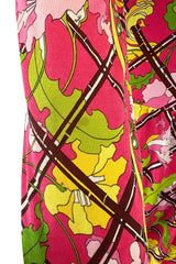 Prettiest 1960s Emilio Pucci Original Pink Silk Jersey Dress w Lattice Flower & Leaf Print