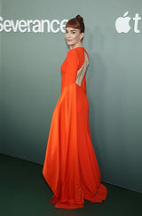 Striking Resort 2019 Alex Perry "Abigail" Brilliant Orange Full Length Capes Sleeve Dress w Open Back
