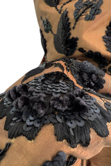 1982 Ady for Givenchy Haute Couture Gold Silk Taffeta Dress w Hand Done Sequin Detailing