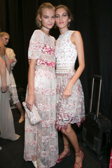 Spring 2016 Etro by Veronica Etro Runway Look 6 Ivory Net Lace Dress w Embroidered Silk Panels