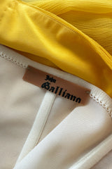 Spring 2009 John Galliano Deep Yellow Silk Chiffon Dress w Rhinestone Detailing
