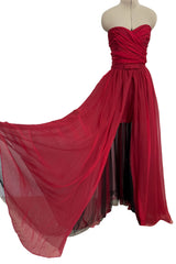 Fall 2019 Christian Dior by by Maria Grazia Chiuri Runway Look 83 Red Silk Chiffon Playsuit & Skirt