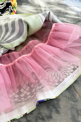 Dreamiest Spring 1992 Gianni Versace Versus Documented Pink Bow Detailed & Floral Print Dress