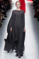 Fall 2014 Valentino by Pierpaolo & Piccioli & Maria Grazia Chiuri Deep Blue Silk Chiffon Caftan Dress