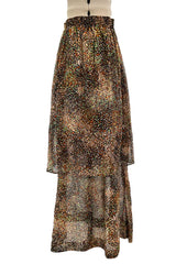 Fantastic 1970s Yves Saint Laurent Light and Airy Top w Curved Sleeves & Tiered Dress Skirt Set