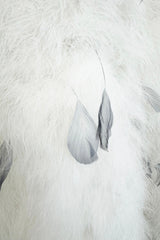 Amazing Vintage Unlabeled Full Length White Fluffy Feather Coat w Extra Wide Bell Sleeves
