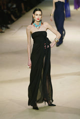 Spring 2002/Spring 1991 Yves Saint Laurent Haute Couture Final Collection Black Silk Chiffon Dress
