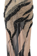 Spring 2001 Jean Louis Scherrer Haute Couture Look 22 Runway Sample Beaded Silk Chiffon & Net Dress
