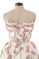 Prettiest 2000s Christian Lacroix Embroidered Net Strapless Dress w Dramatic Sleeved Bolero