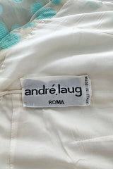 Dreamy Late 1960s Andre Laug Roma Alta Moda Couture Pale Turquoise Applied Dot Strapless Dress