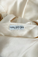 Incredible 1977 Halston Couture Heavy Weighted Ivory Silk Charmeuse Spiral Paneled Dress