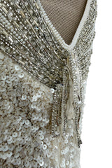 Extraordinary Spring 2001 Original Valentino Runway Look 73 Sequin Top & Ivory Silk Skirt Set