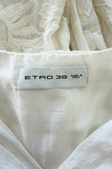 Spring 2018 Etro by Veronica Etro Runway Look 3 White Cotton Gauze Dress w Embroidery & Sequins