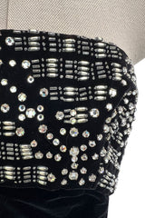 Incredible 1950s Maria Antonelli Roma Rare Alta Moda Couture Velvet Beaded Strapless Dress