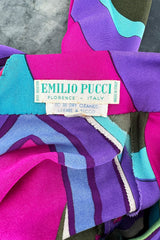 Bright 1960s Emilio Pucci Deep Fuchsia Pink & Primary Coloured Geometric Print Silk Jersey Dress