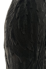 c 1995 Gianni Versace Atelier Haute Couture Black Hand-Beaded Dress w Top Stitched Bust